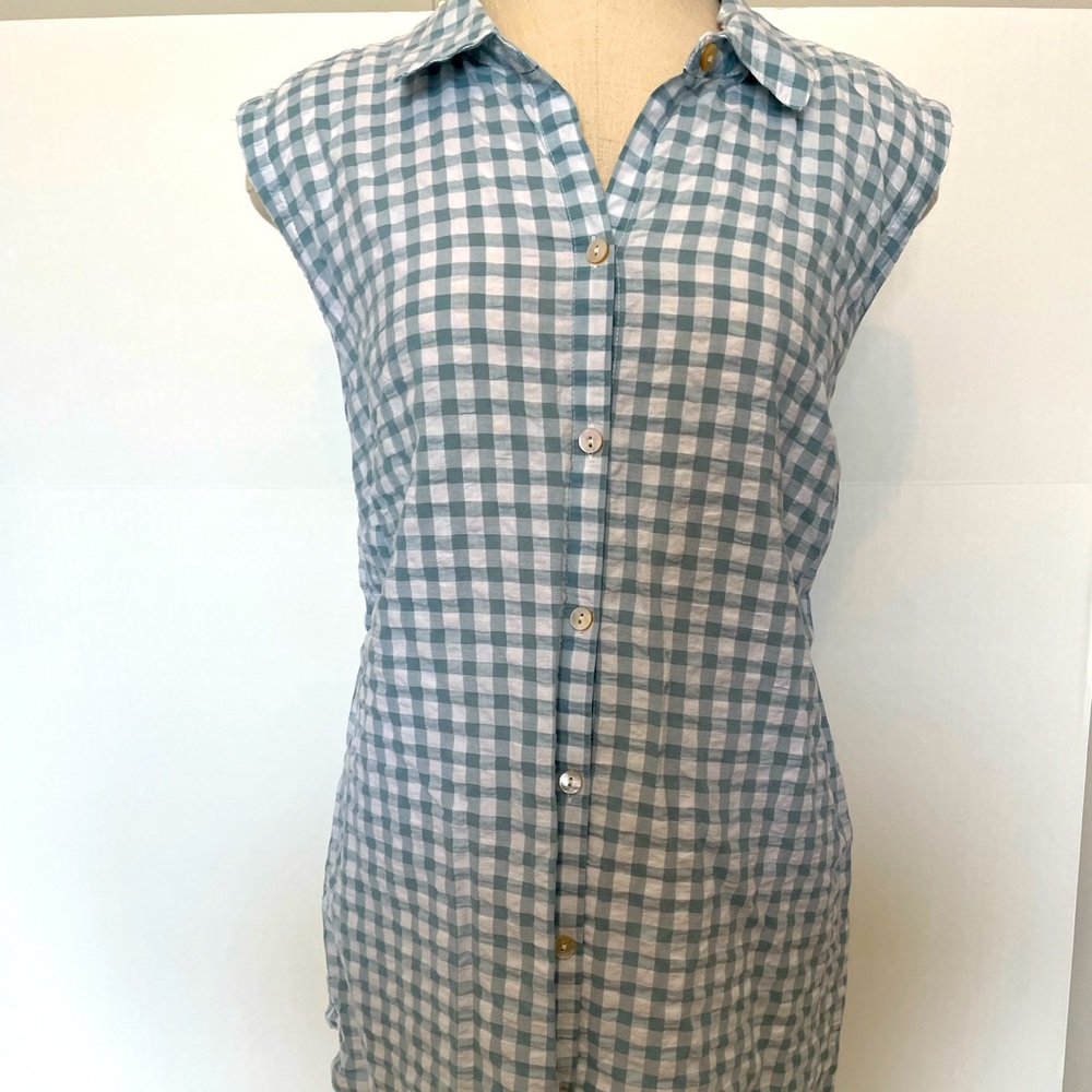J. Jill Plus Size Sleeveless Gingham Button-down Shirt